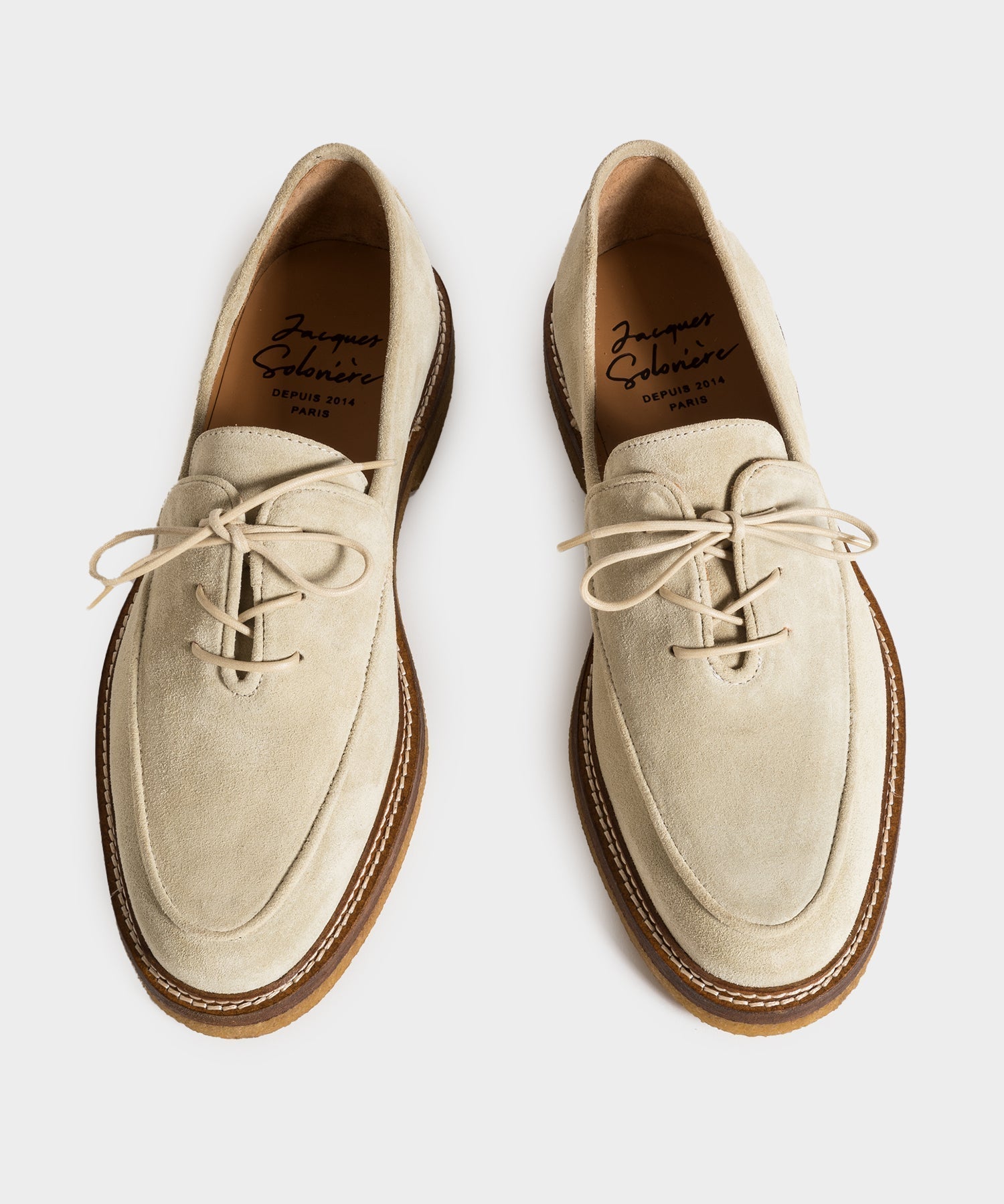 Jacques Solovière Oliver Laceup Derby in Latte Suede