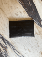 HERMÈS CALVI CARD HOLDER BLACK Matte Alligator