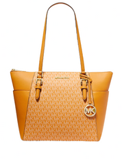 Michael Michael Kors Charlotte Large Logo and Leather Top Zip Tote Bag