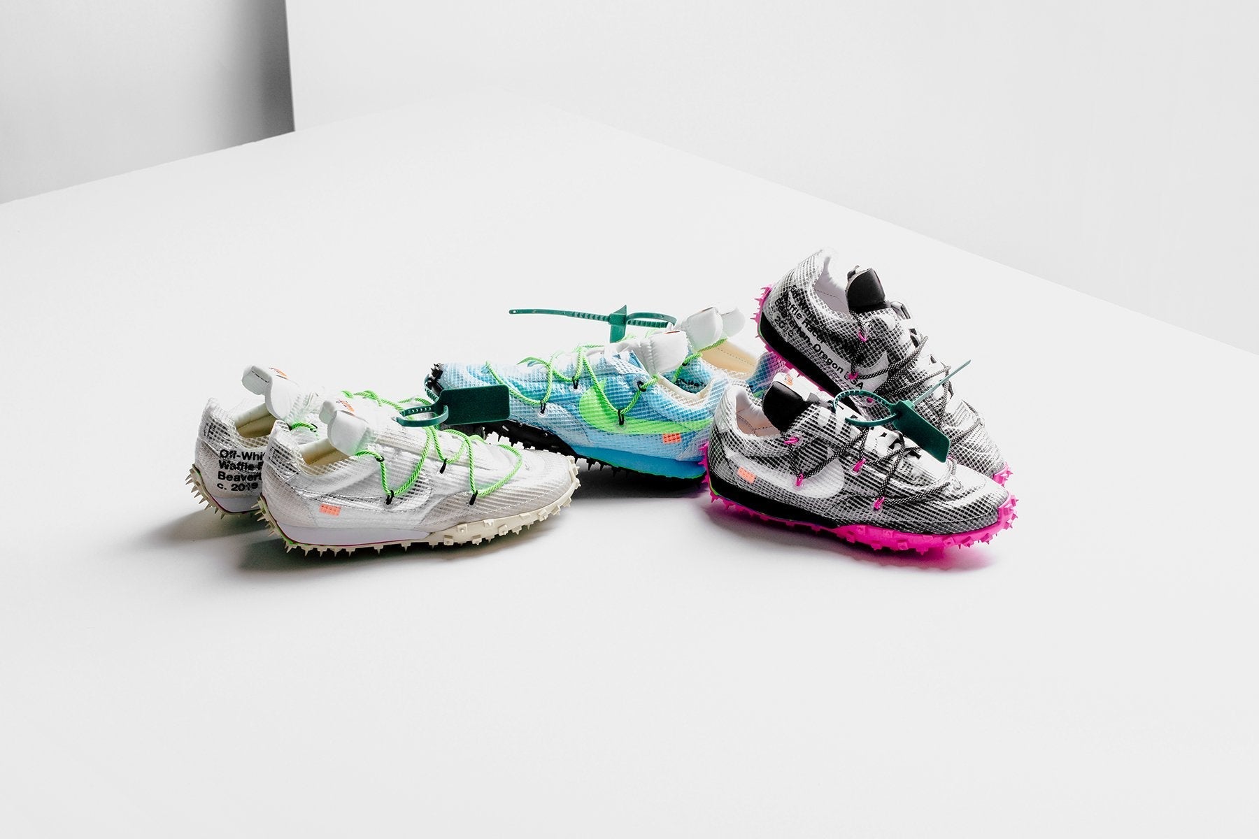 Nike x Off-White Women's Waffle Racer - Vivid Sky/Electric Green-Black