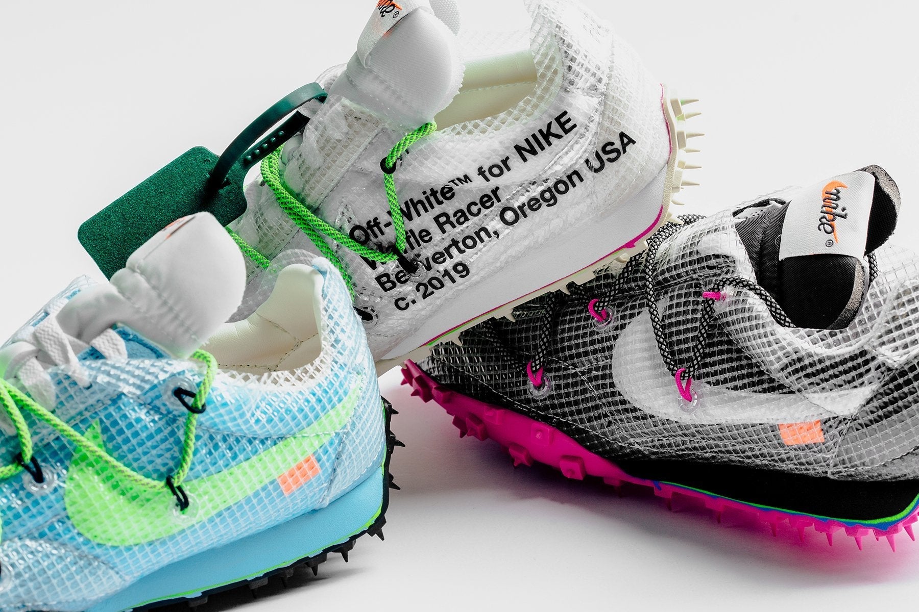 Nike x Off-White Women's Waffle Racer - Vivid Sky/Electric Green-Black