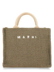 RAFFIA EFFECT FABRIC SMALL TOTE BAG