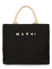 RAFFIA EFFECT FABRIC SMALL TOTE BAG