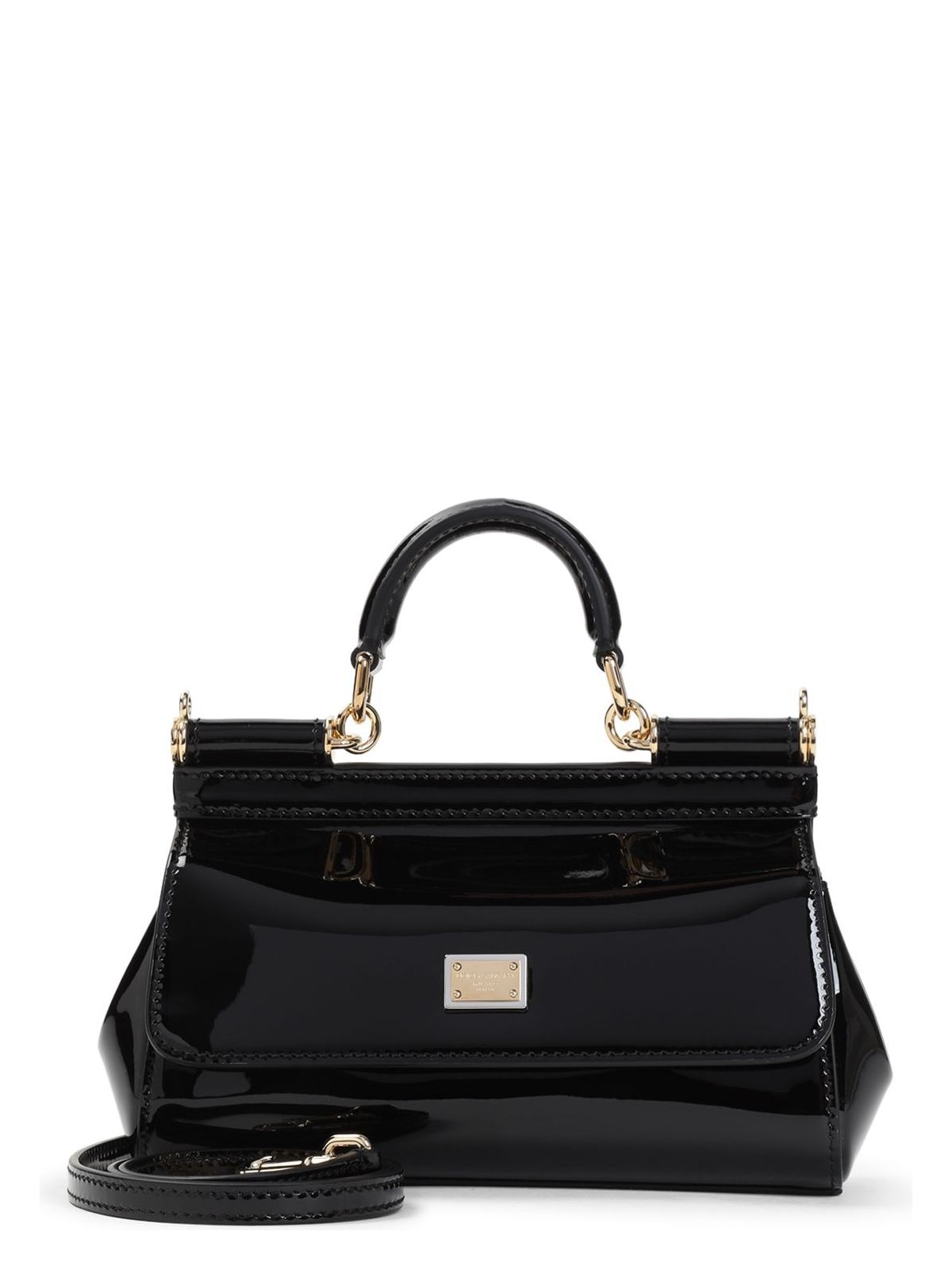 TOTE XS VERNICE NEGRO DETALLES DORADOS