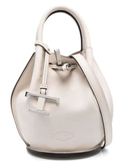 LOGO-CHARM LEATHER MINI BUCKET BAG