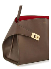 BOLSO SHOULDER MARRON INTERIOR ROJO