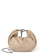 SOFT LEATHER BRIOCHE HOBO BAG WITH PRECIOUS CHAIN