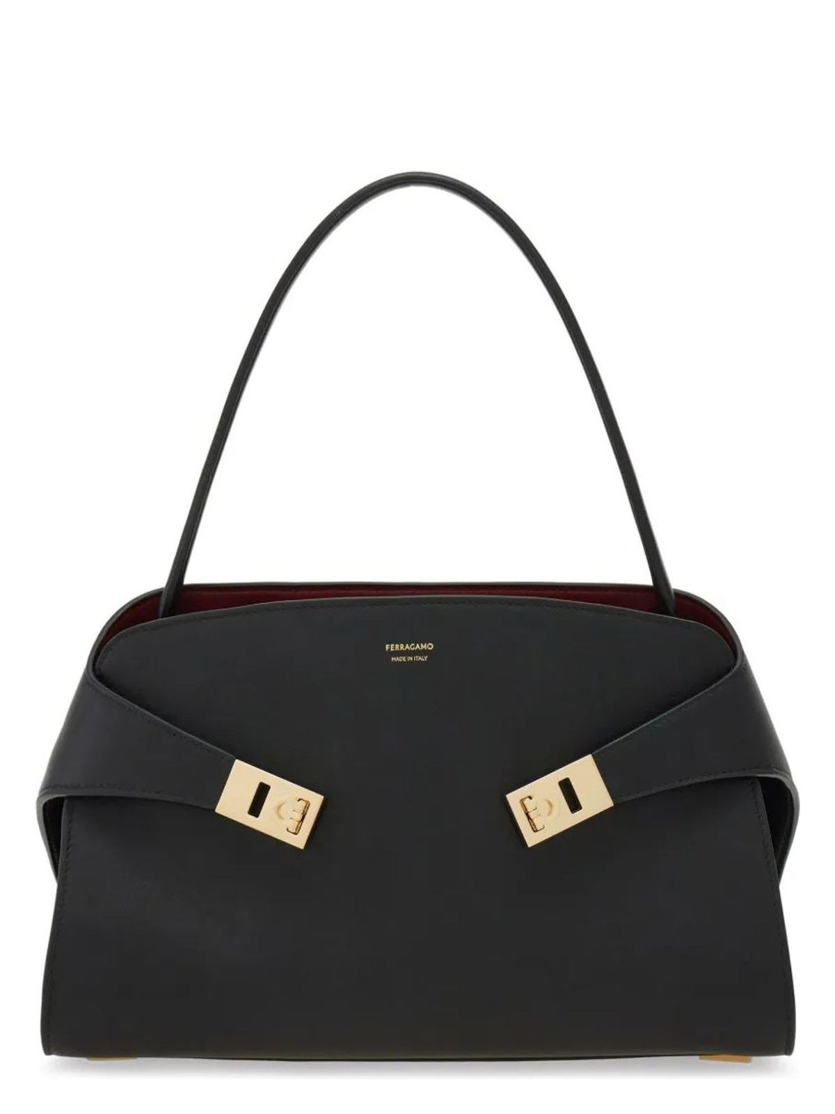 BOLSO SHOULDER NEGRO INTERIOR GRANATE