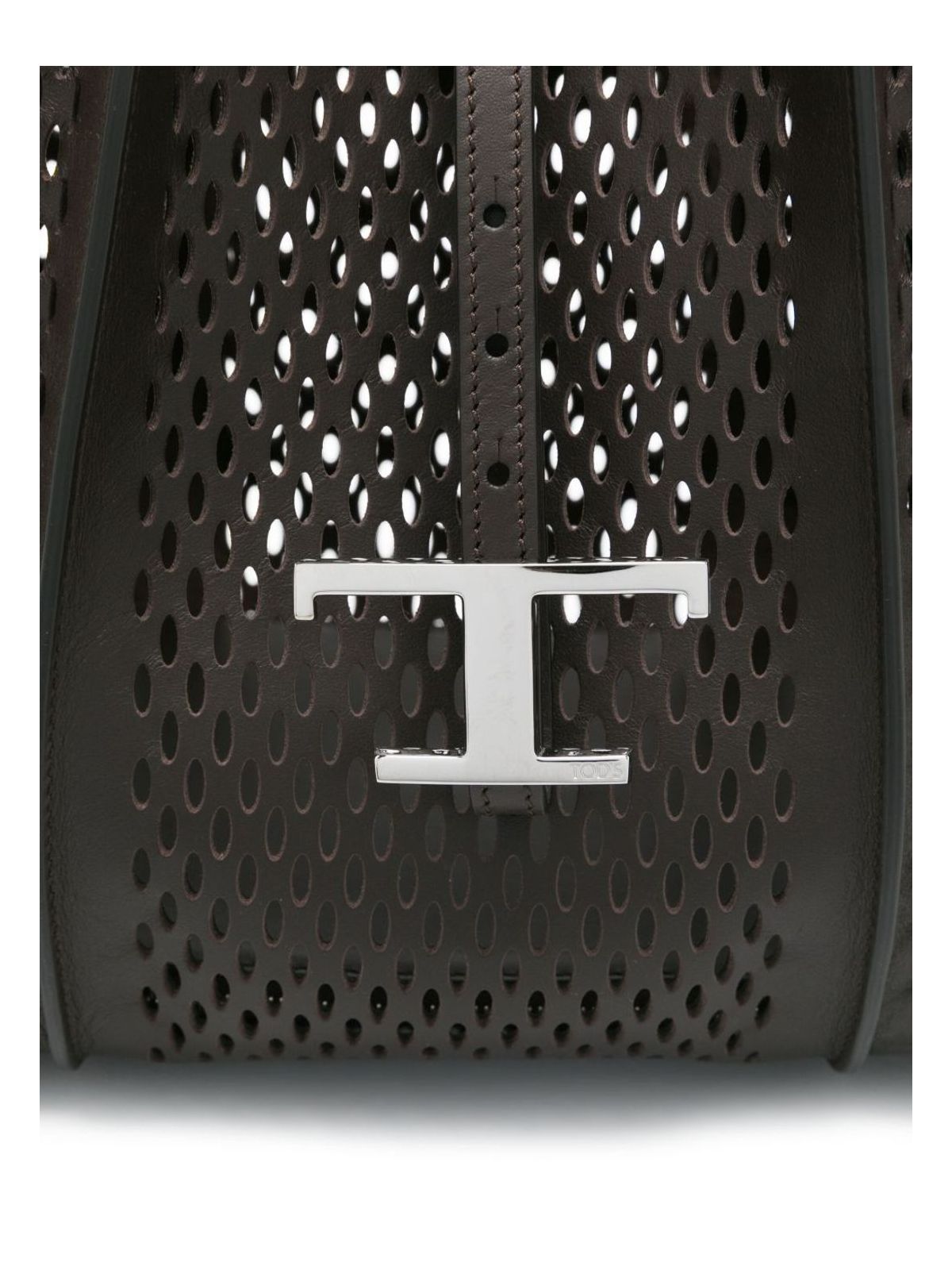 T TIMELESS PERFORATED LEATHER SMALL TOTE