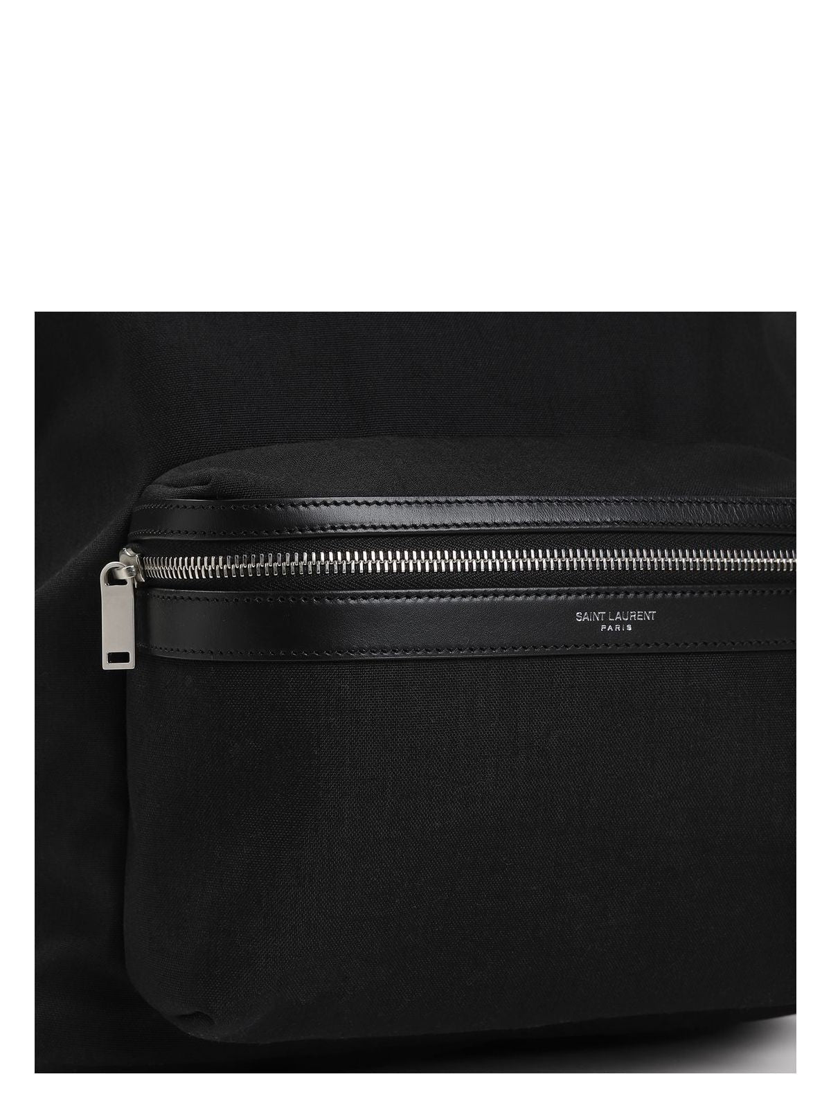 BLACK LEATHER-TRIM CITY BACKPACK