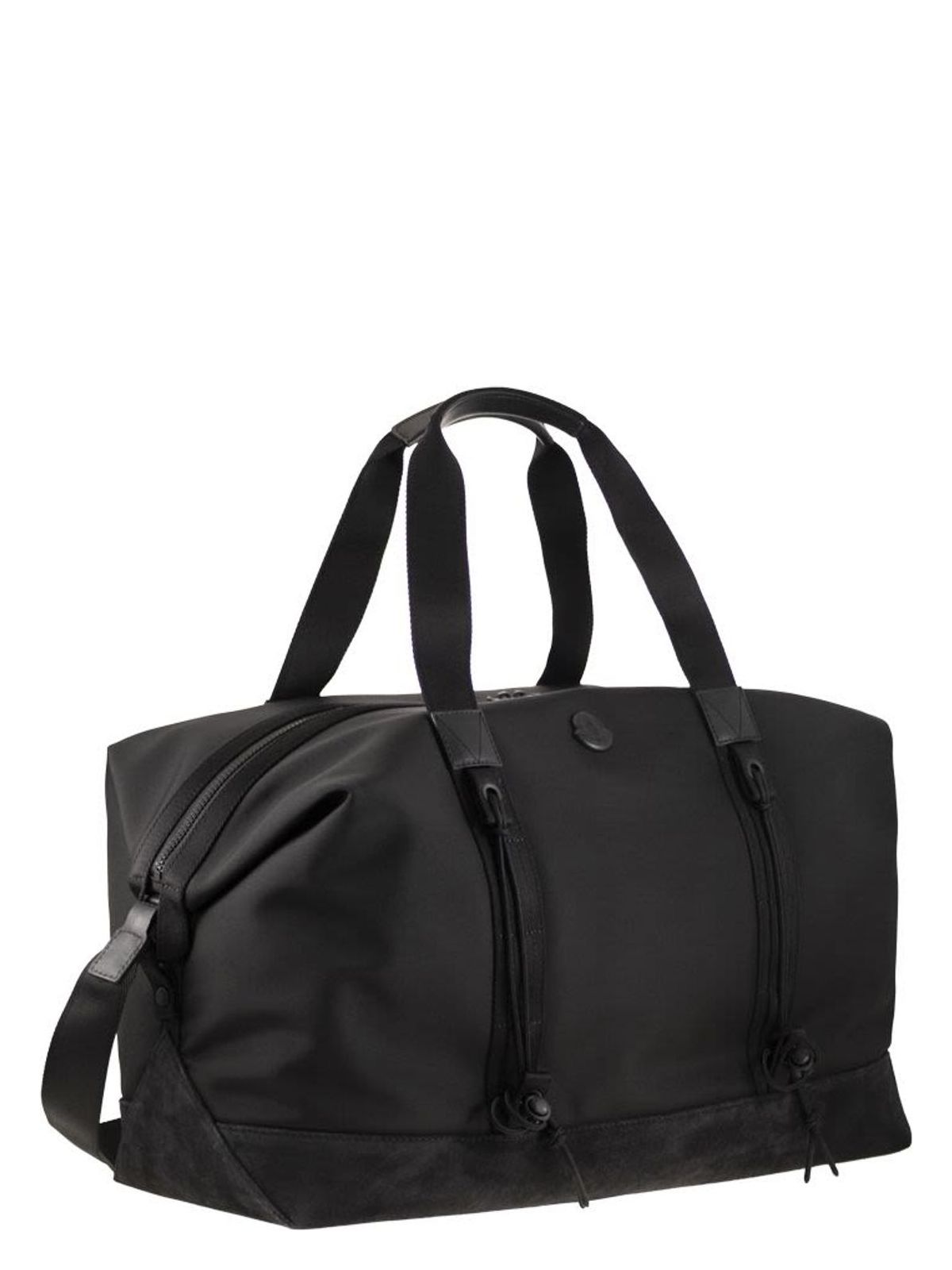 WATER-REPELLENT TECH DUFFLE BAG WITH LEATHER TRIM