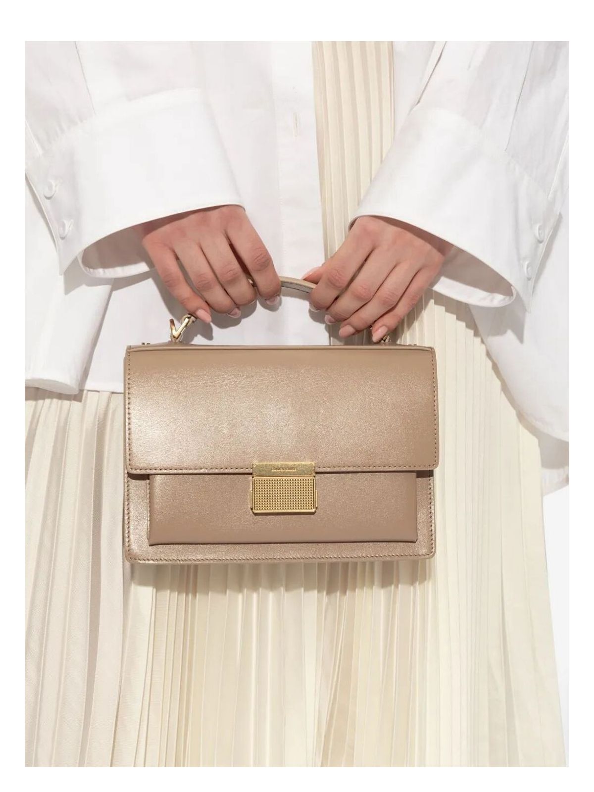 VENEZIA BAG PALMELLATO LEATHER BODY GOLD METAL DETAILS