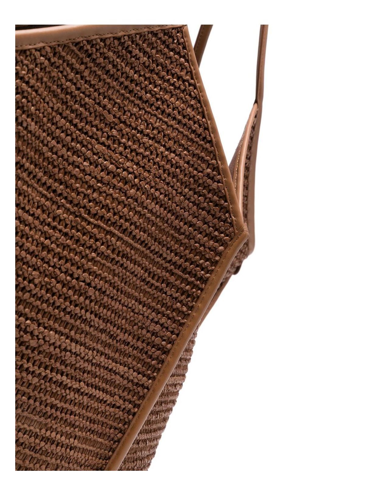 CALELLA LEATHER TRIMMED RAFFIA TOTE BAG