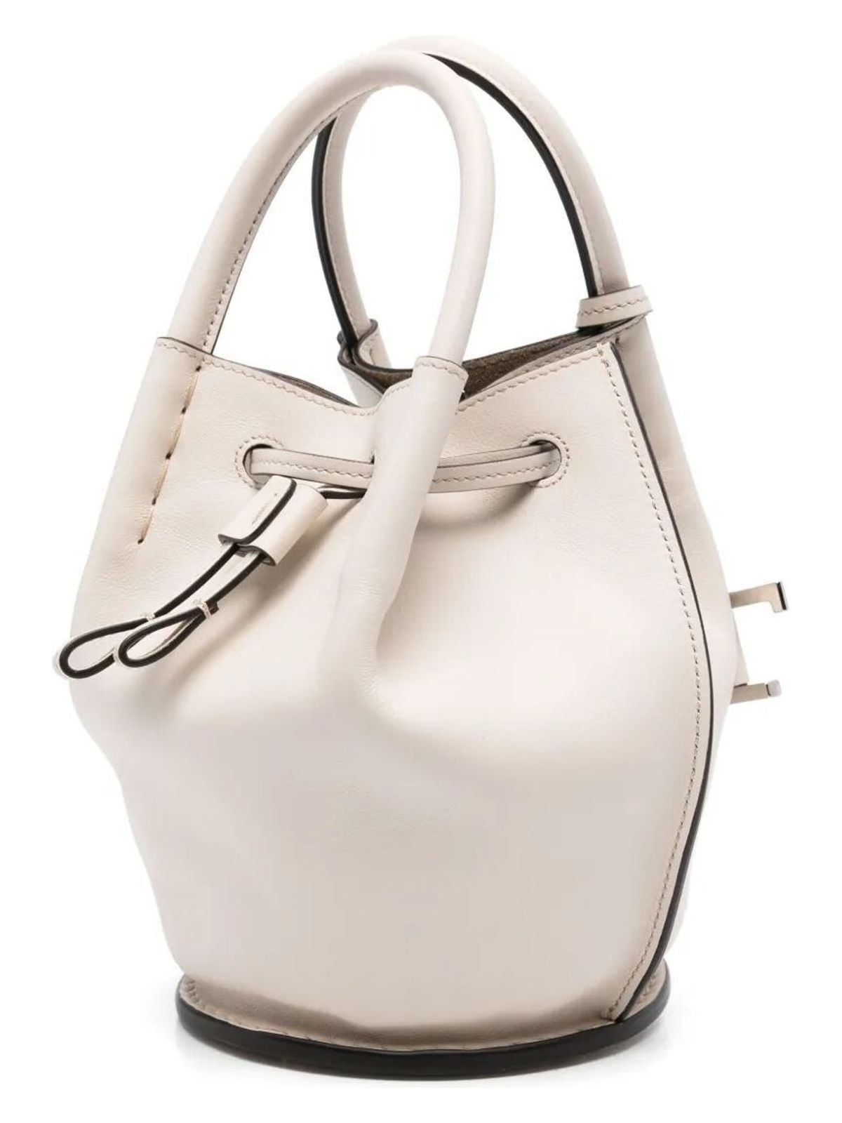 LOGO-CHARM LEATHER MINI BUCKET BAG