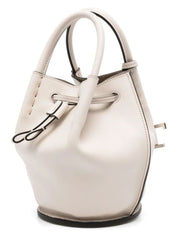 LOGO-CHARM LEATHER MINI BUCKET BAG