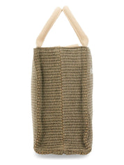 RAFFIA EFFECT FABRIC SMALL TOTE BAG