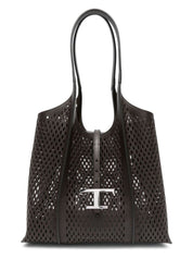 T TIMELESS PERFORATED LEATHER SMALL TOTE