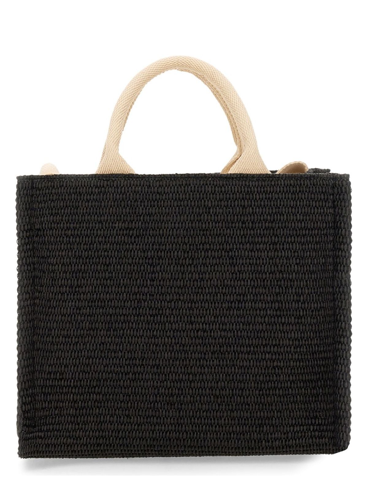 RAFFIA EFFECT FABRIC SMALL TOTE BAG