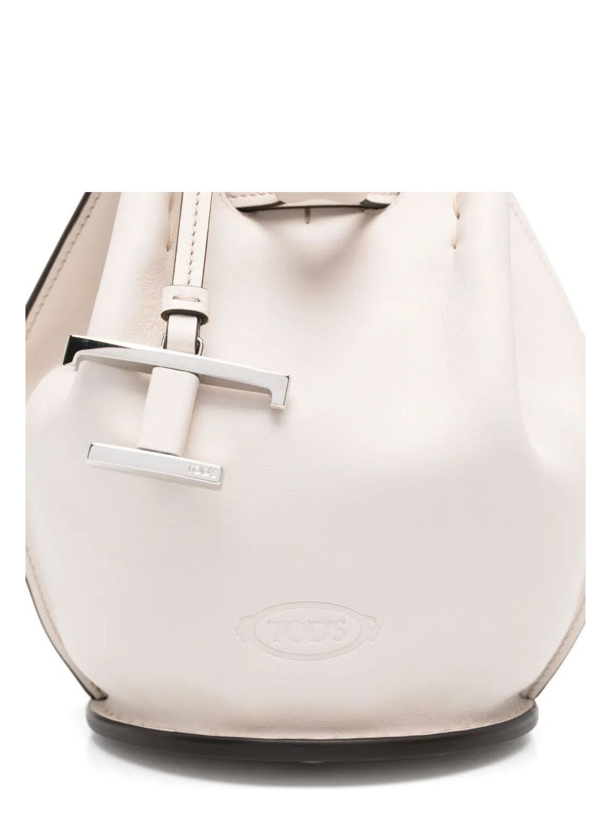 LOGO-CHARM LEATHER MINI BUCKET BAG