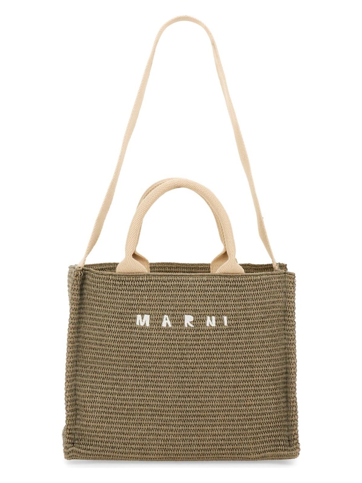 RAFFIA EFFECT FABRIC SMALL TOTE BAG