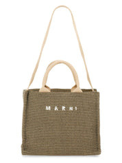 RAFFIA EFFECT FABRIC SMALL TOTE BAG