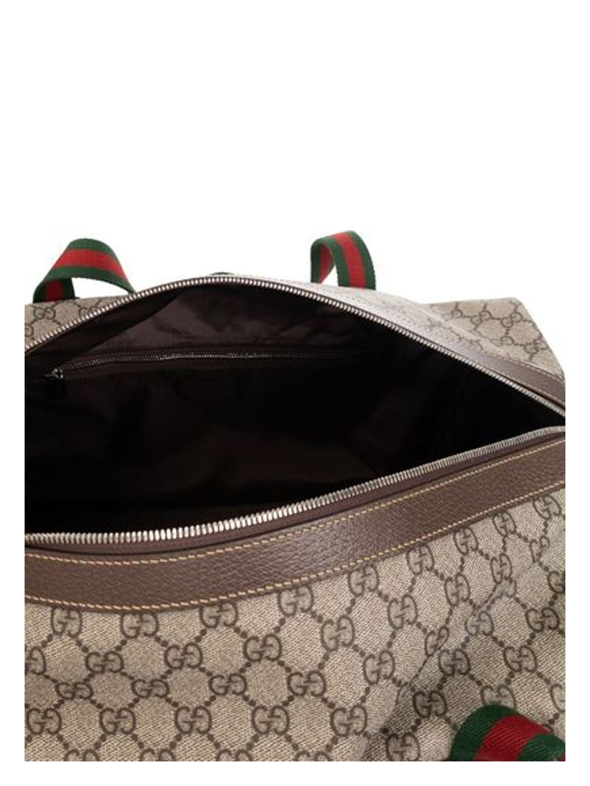 MEDIUM DUFFLE BAG WITH WEB DETAIL IN BEIGE AND EBONY GG FABRIC