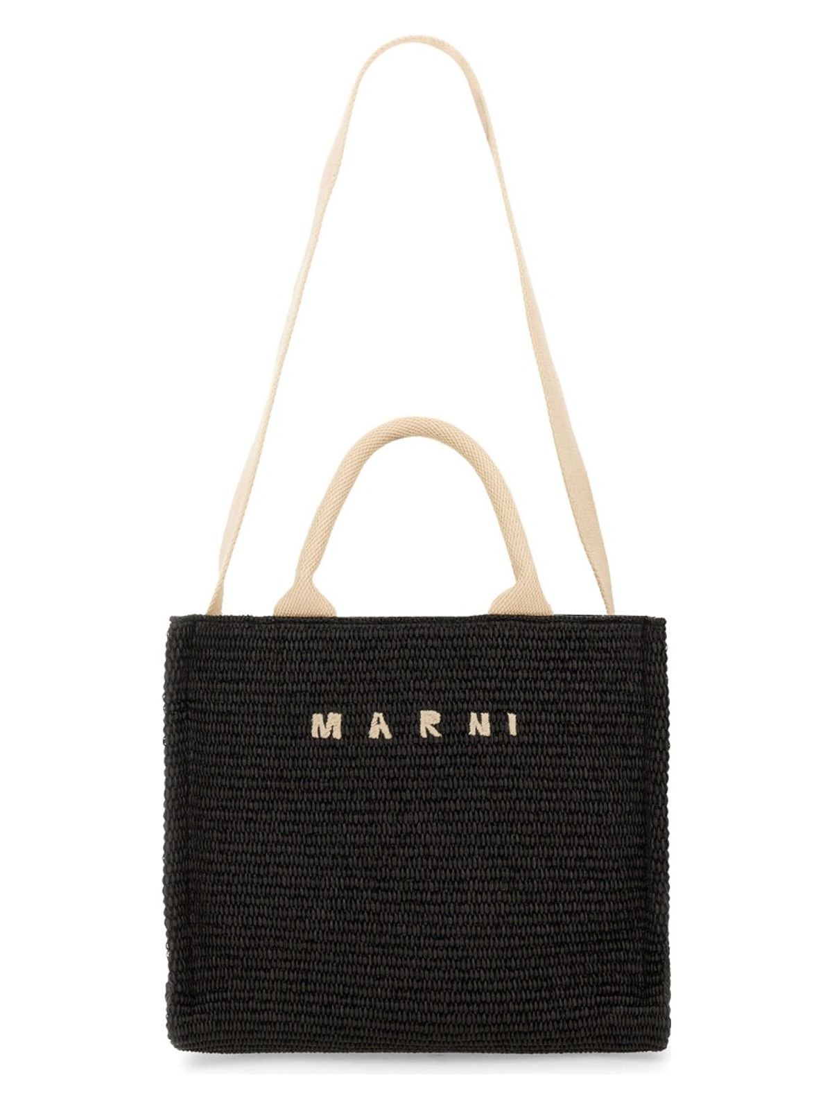 RAFFIA EFFECT FABRIC SMALL TOTE BAG