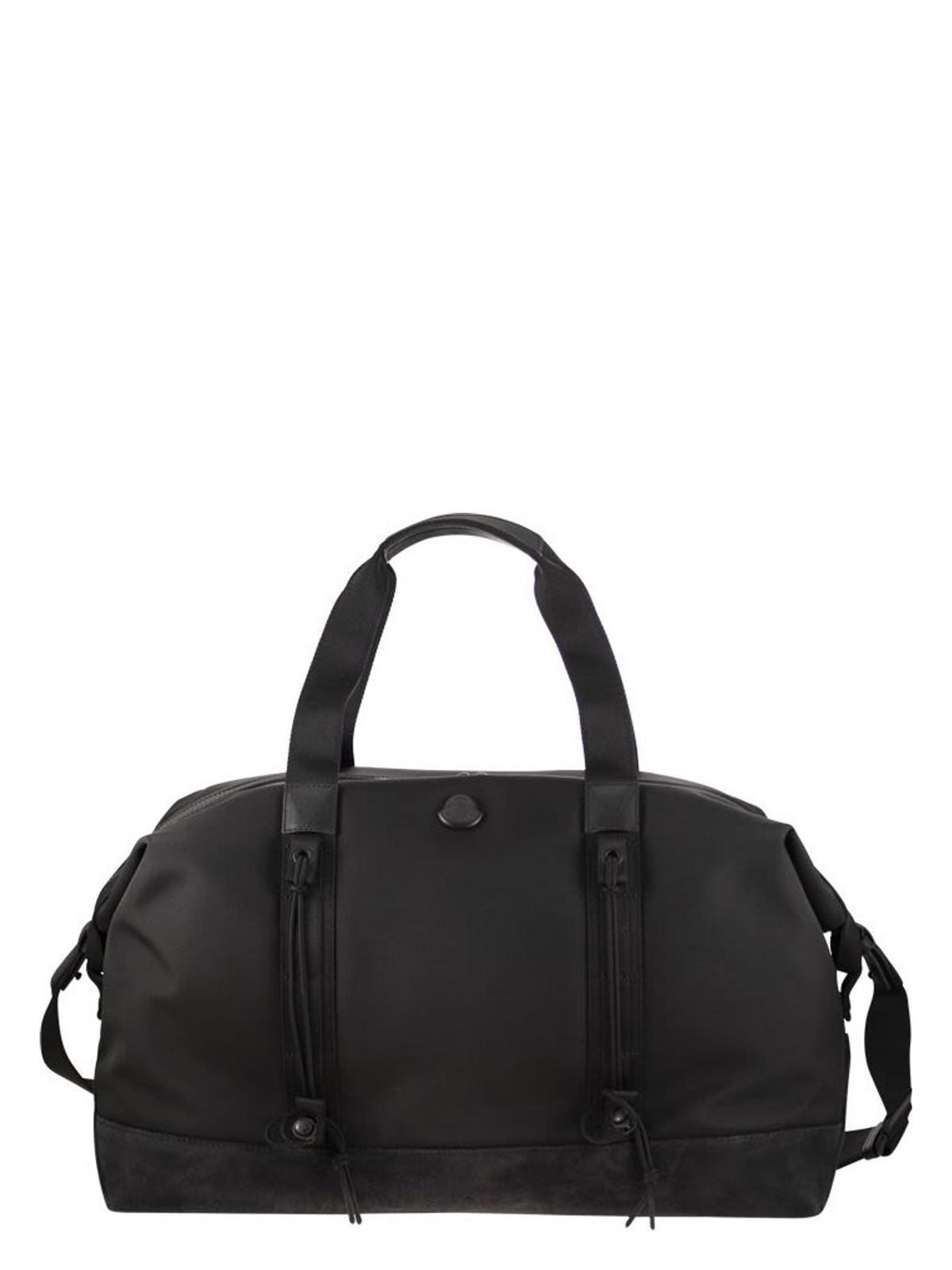 WATER-REPELLENT TECH DUFFLE BAG WITH LEATHER TRIM