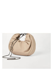 SOFT LEATHER BRIOCHE HOBO BAG WITH PRECIOUS CHAIN