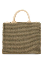 RAFFIA EFFECT FABRIC SMALL TOTE BAG