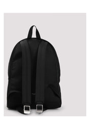 BLACK LEATHER-TRIM CITY BACKPACK