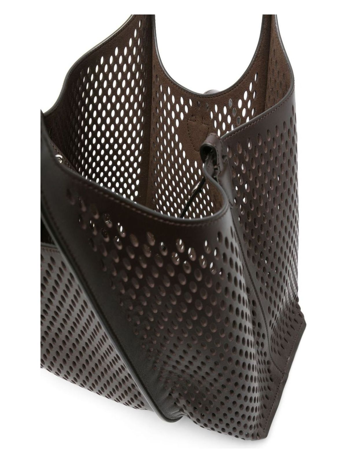 T TIMELESS PERFORATED LEATHER SMALL TOTE