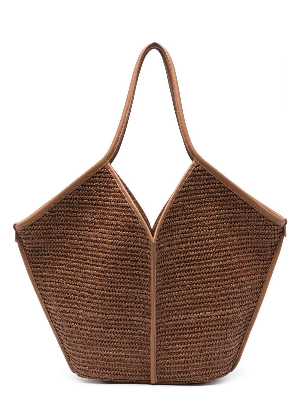 CALELLA LEATHER TRIMMED RAFFIA TOTE BAG