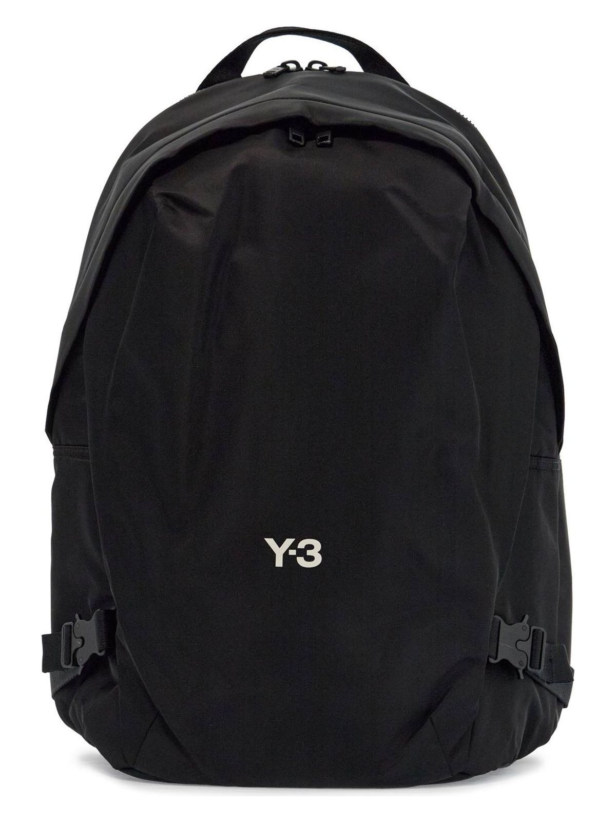 BLACK MINIMALIST BACKPACK IN RECYCLED POLYESTER WITH PADDED STRAPS