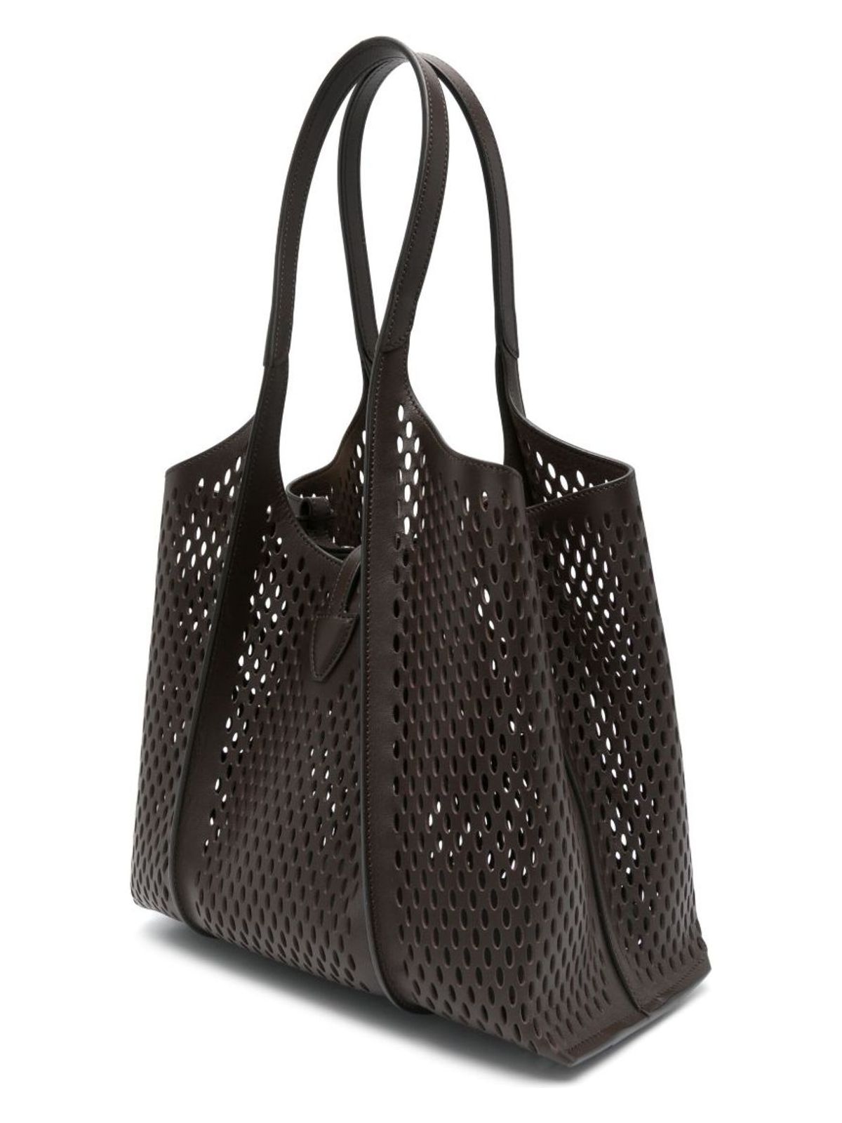 T TIMELESS PERFORATED LEATHER SMALL TOTE