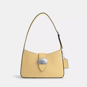 Coach Leather Eliza Shoulder Bag with Lizard Print in Soft Yellow