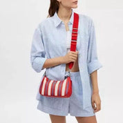 Coach Teri Shoulder Bag In Coated Canvas & Leather In Red/Chalk