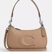 Coach Teri Shoulder Bag In Smooth Leather In silver/Taupe