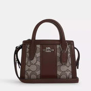 Coach Andrea Mini Carryall In Signature Jacquard & Leather In Silver/Oak/ Maple