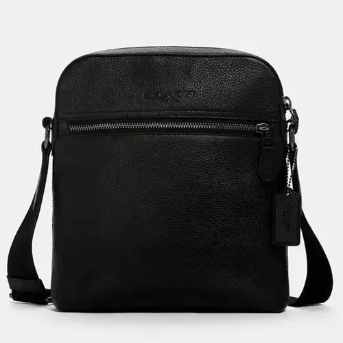 Coach 4010 Men's Houston Flight Bag In Refined Pebble Leather-Black color