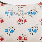 Coach Leather Teri Shoulder Bag With Floral Print In Silver Chalk Multi