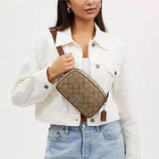 NWT Coach Pace Belt Bag Fanny Pack Sling Bag In Signature Canvas & Leather