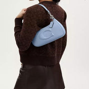 Coach Teri Shoulder Bag In Light Blue Smooth Leather CR099