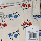 Coach Leather Teri Shoulder Bag With Floral Print In Silver Chalk Multi