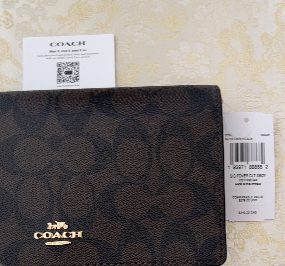 Coach Signature Leather Anna Foldover Clutch/Crossbody