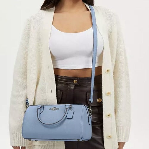 Coach Rowan Satchel/Crossbody Leather Bag In Medium Blue