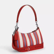 Coach Teri Shoulder Bag With Stripe Print Coated Canvas & Leather