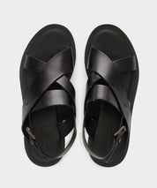 Tuscan Leather Crossover Backstrap Sandal in Black