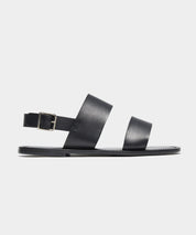 Tuscan Leather Double Strap Sandal in Black