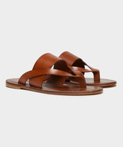 Tuscan Leather Thong Cross Sandal in Warm Cognac